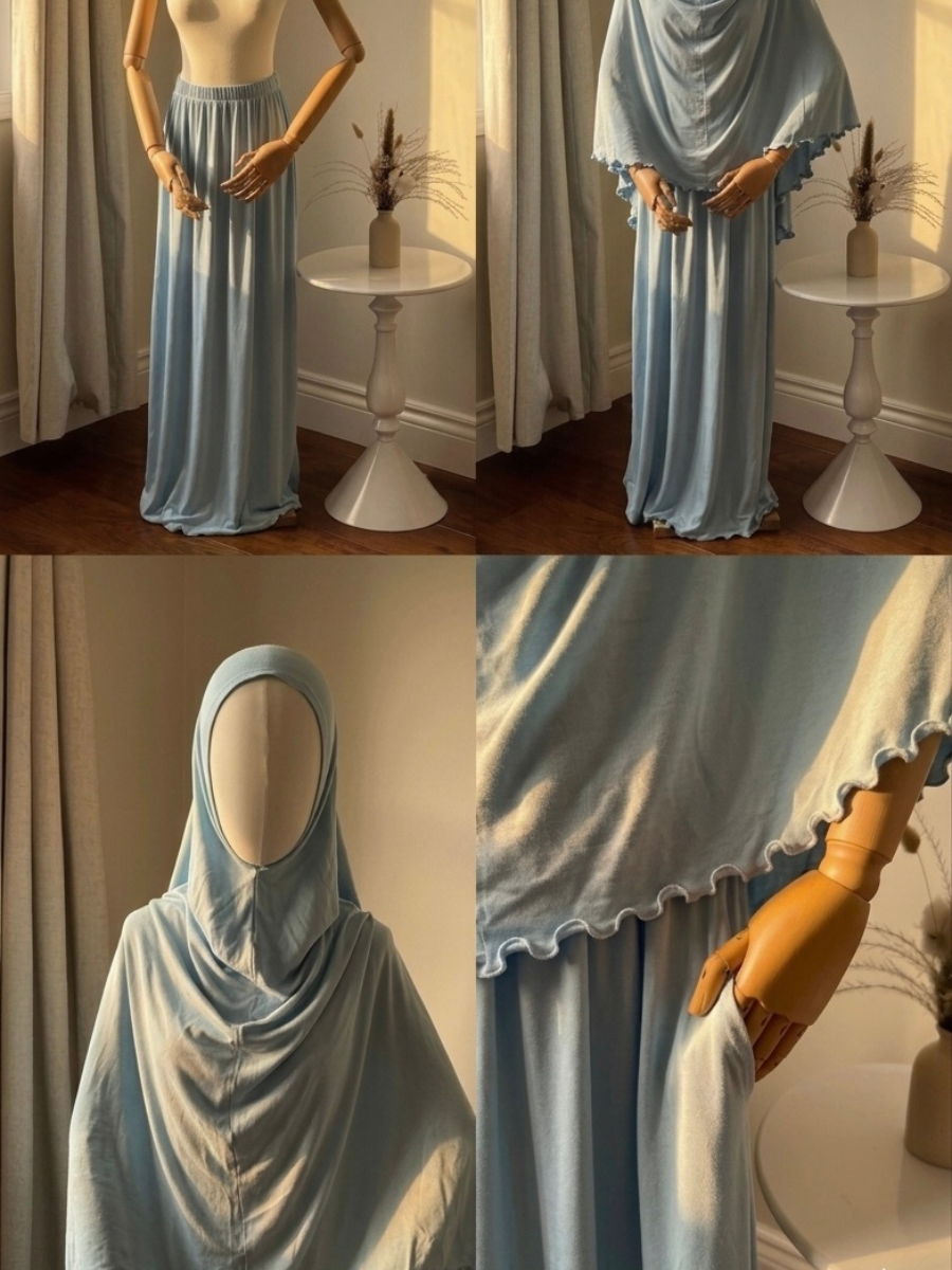 Baby Blue Cotton Elastane Prayer Set