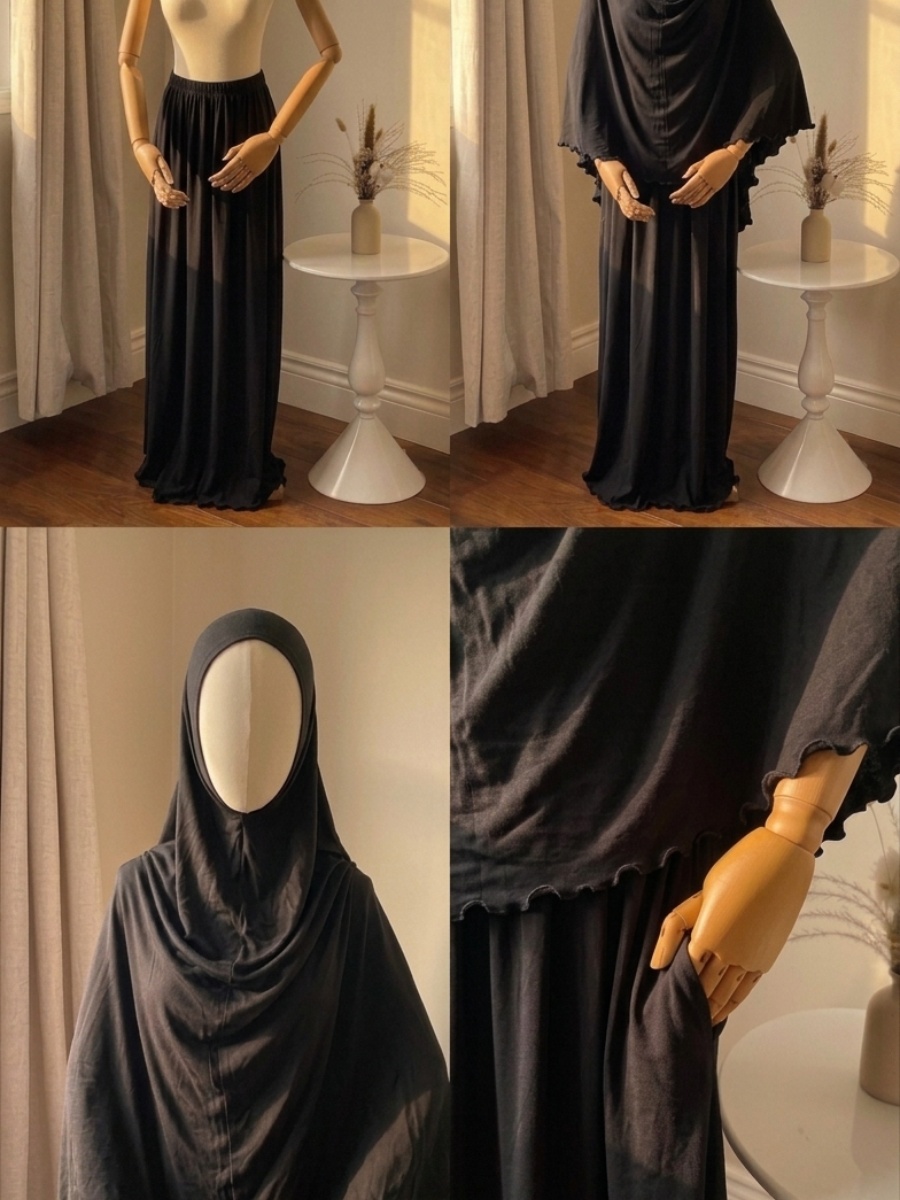 Black Cotton Elastane Prayer Set