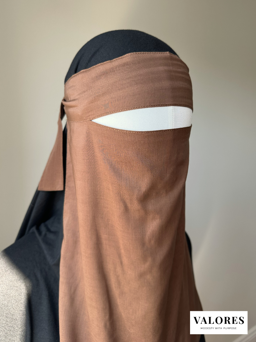 Dark Brown Lyocell Niqab - Pinch