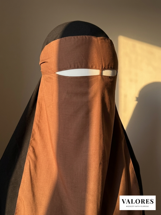 Dark Brown Lyocell Niqab - Pinch Nose String