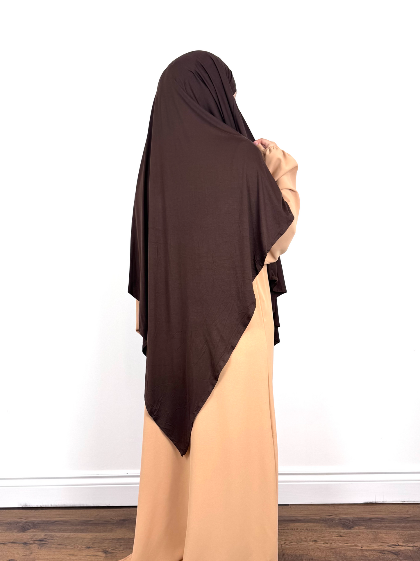 Dark Brown Jersey Khimar