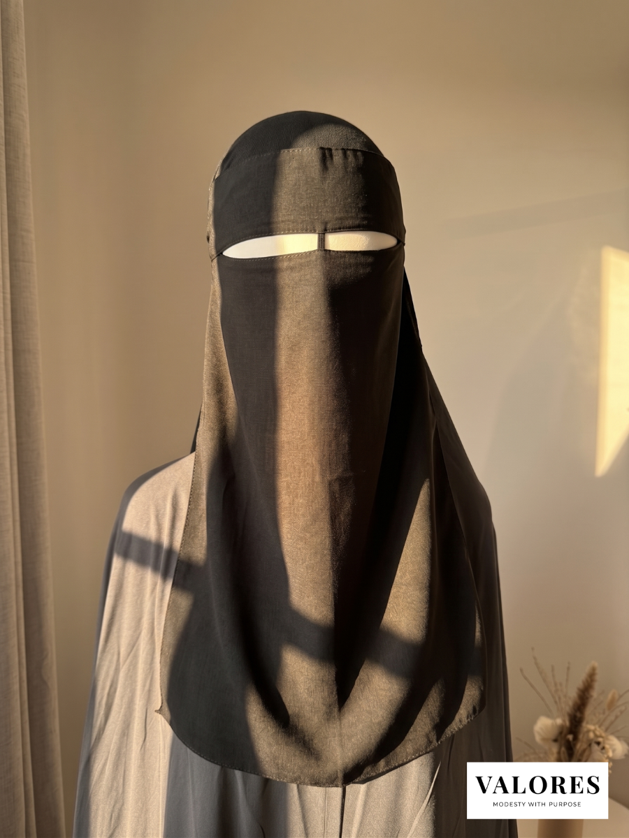 Black Lyocell Niqab - Pinch Nose String