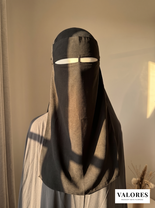 Black Lyocell Niqab - Pinch Nose String