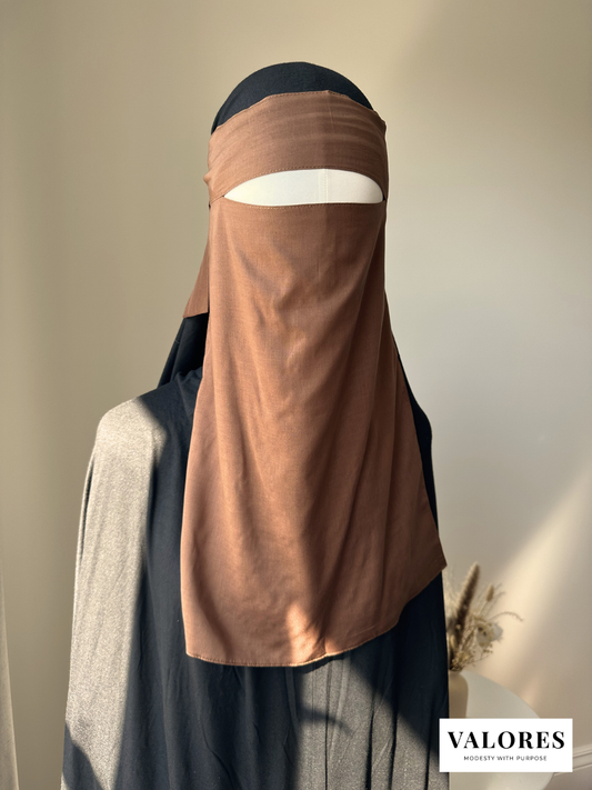 Dark Brown Lyocell Niqab - Pinch